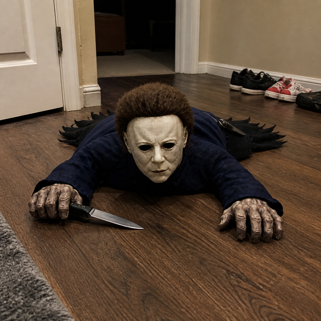 Crawling Mike on a hallway floor